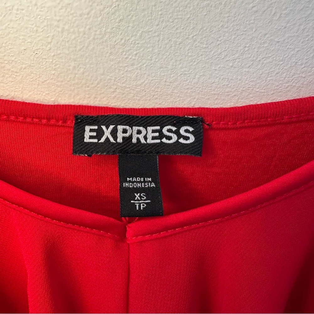 Express Red Ruffle Romantic Cami Top with Black Trim - Size XS - Picture 4 of 8